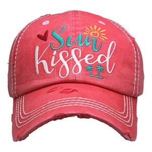 Women Baseball Cap Sun Kissed Beach Distressed Cap